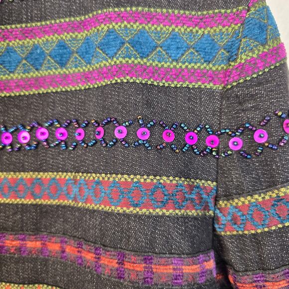 Coldwater Creek Jacket Women's 16 Black Denim Multicolored Embellished Artsy - Picture 4 of 15